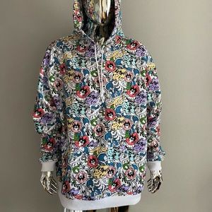 NWOT Pink Dolphin Multicolor Graphic Hoodie Sweatshirt Size Small